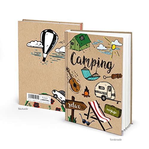 Logbuch-Verla Libro de hojas blancas con tapa dura para camping viajeros y aventureros en tonos marrones - libreta para campings y viajes