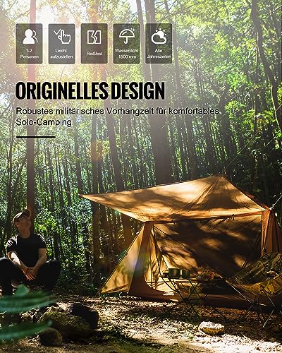 OneTigris Shelter - Tienda Ligera de 4 Estaciones con Alfombrilla de Emergencia, para Camping, Senderismo, versión 2.0